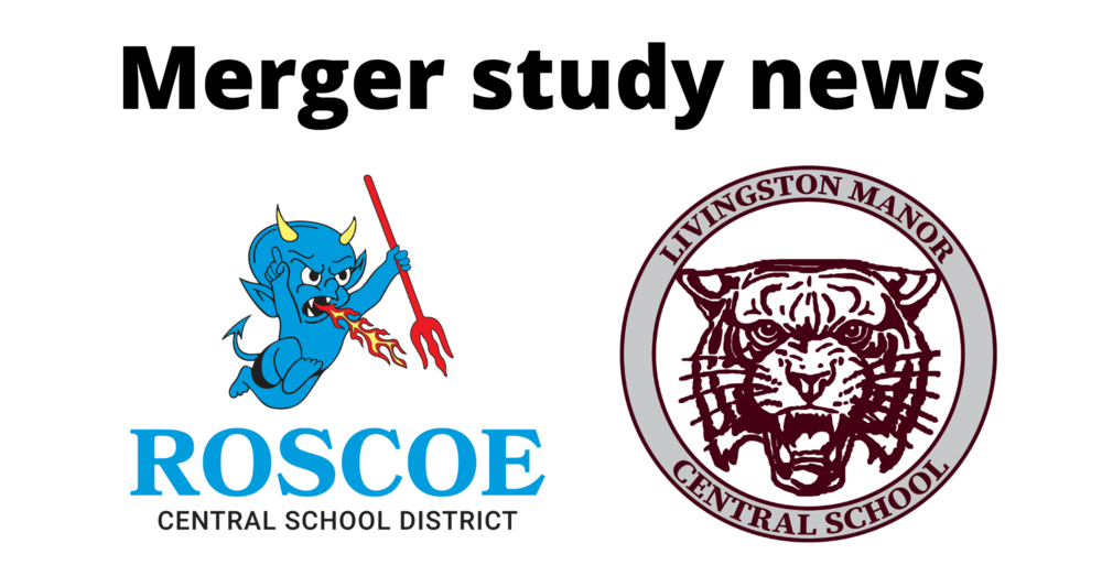 Merger study news with Roscoe and Livingston Manor Logos
